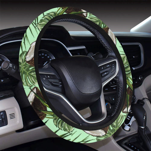 Coconut Pattern Print Design 02 Car Steering Wheel Cover