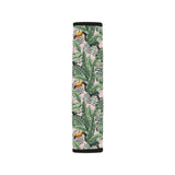 Toucan tropical green jungle palm pattern Car Seat Belt Cover