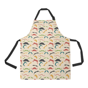 Mustache Beard Pattern Print Design 03 All Over Print Adjustable Apron