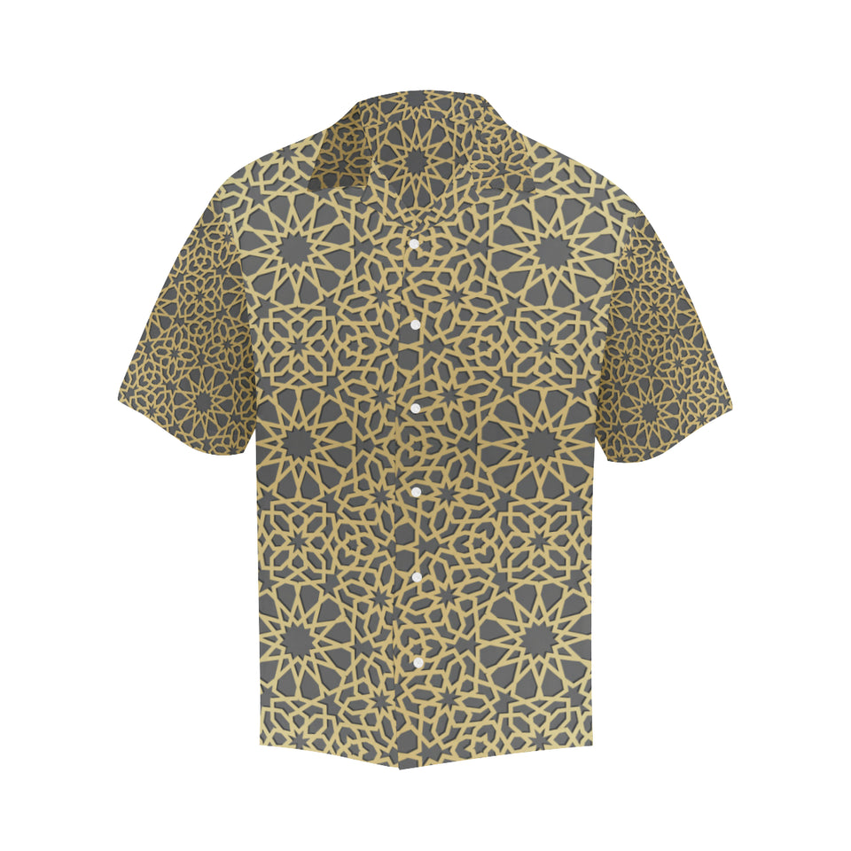 arabic star gold pattern Men's All Over Print Hawaiian Shirt