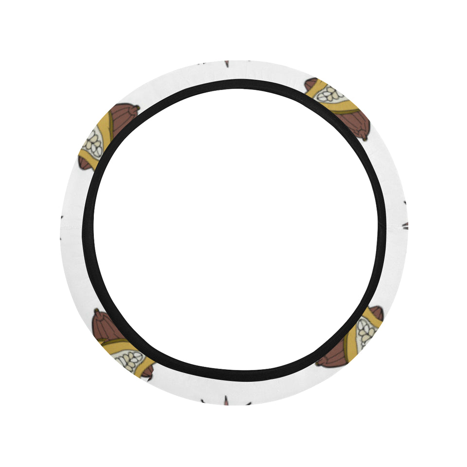 Color hand drawn cacao pattern Car Steering Wheel Cover
