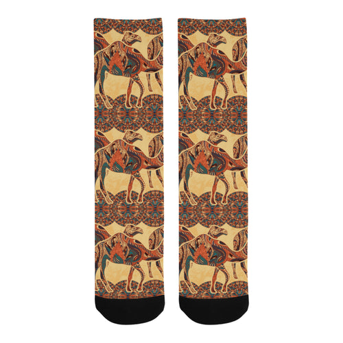 Camel polynesian tribal design pattern Crew Socks