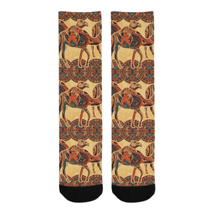 Camel polynesian tribal design pattern Crew Socks