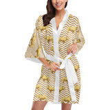 Rhino yellow theme pattern Women's Short Kimono Robe