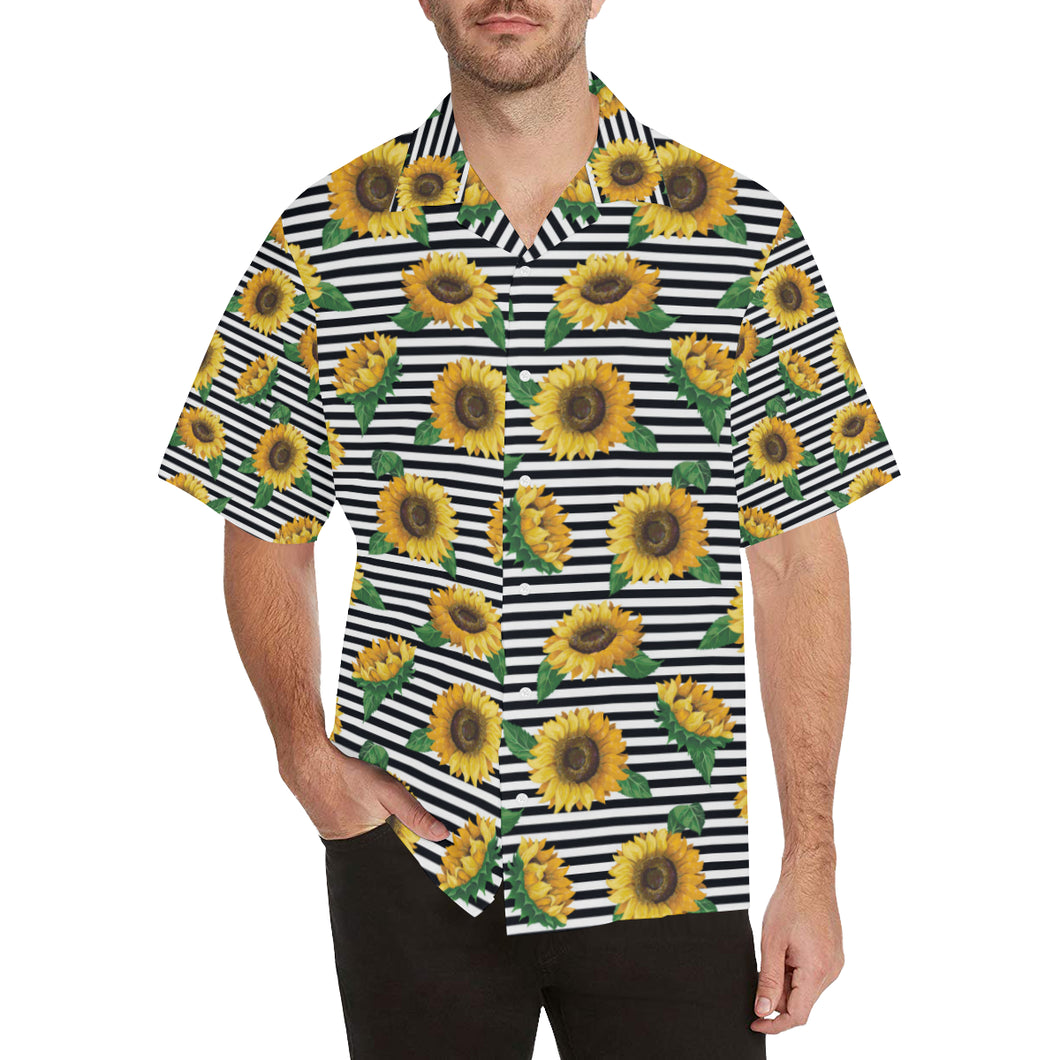 sunflowers ribbon background Men's All Over Print Hawaiian Shirt
