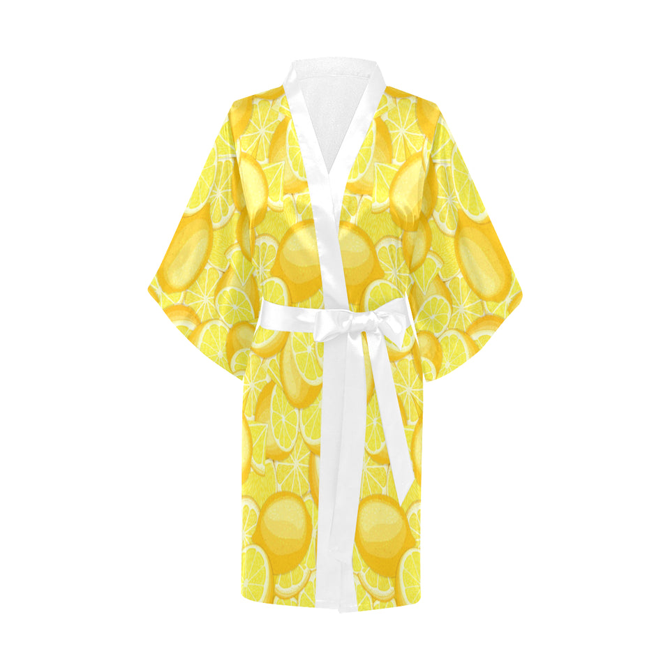 lemon pattern Women's Short Kimono Robe