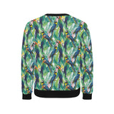 Colorful parrot exotic flower leaves Men's Crew Neck Sweatshirt