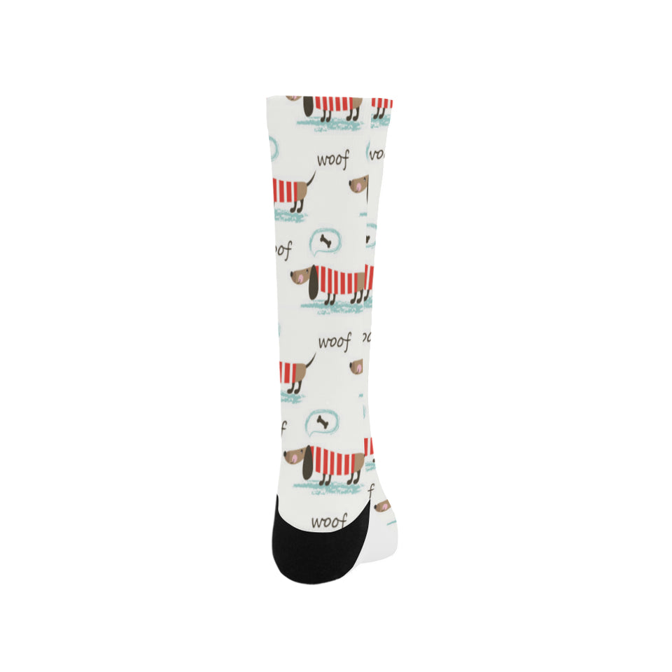 Cute dachshund bone pattern Crew Socks