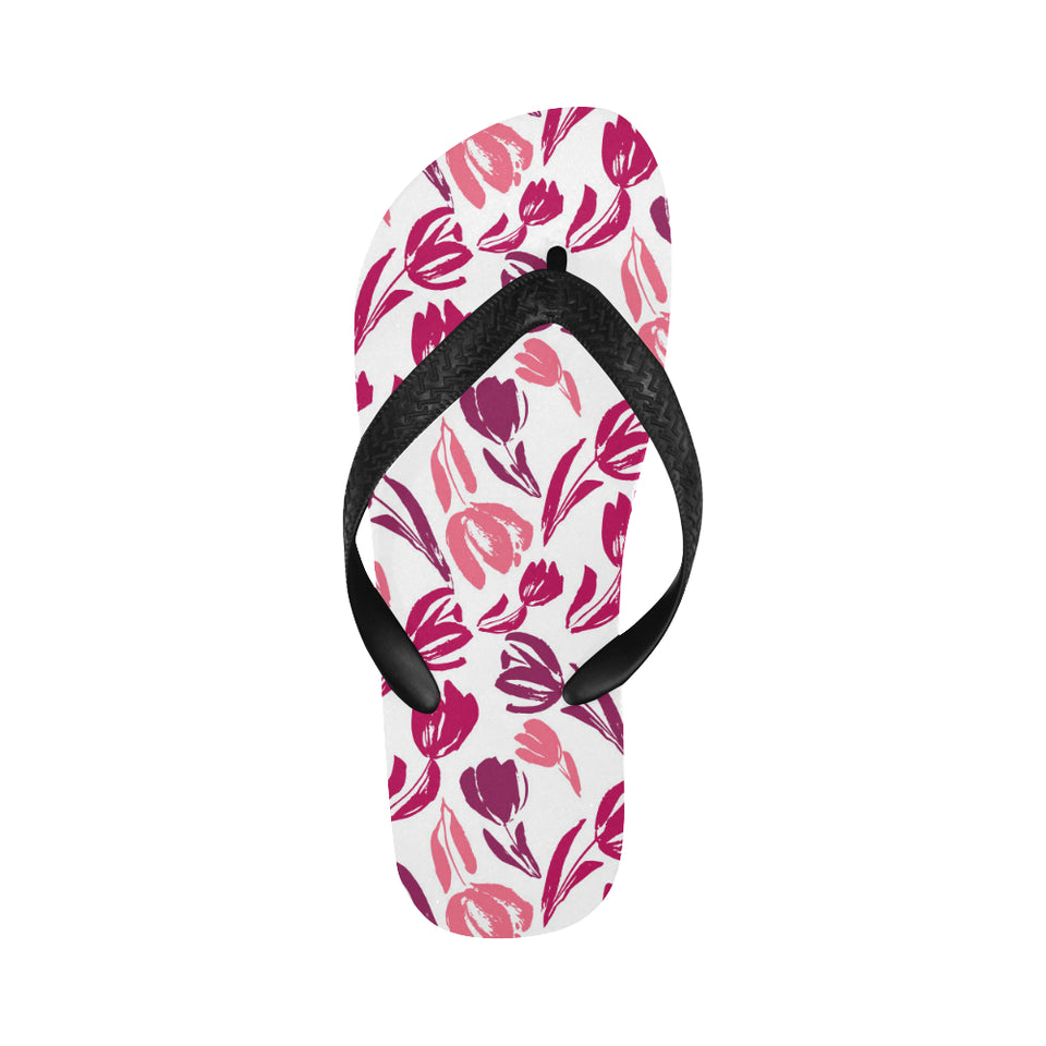 pink sketch tulip pattern Unisex Flip Flops