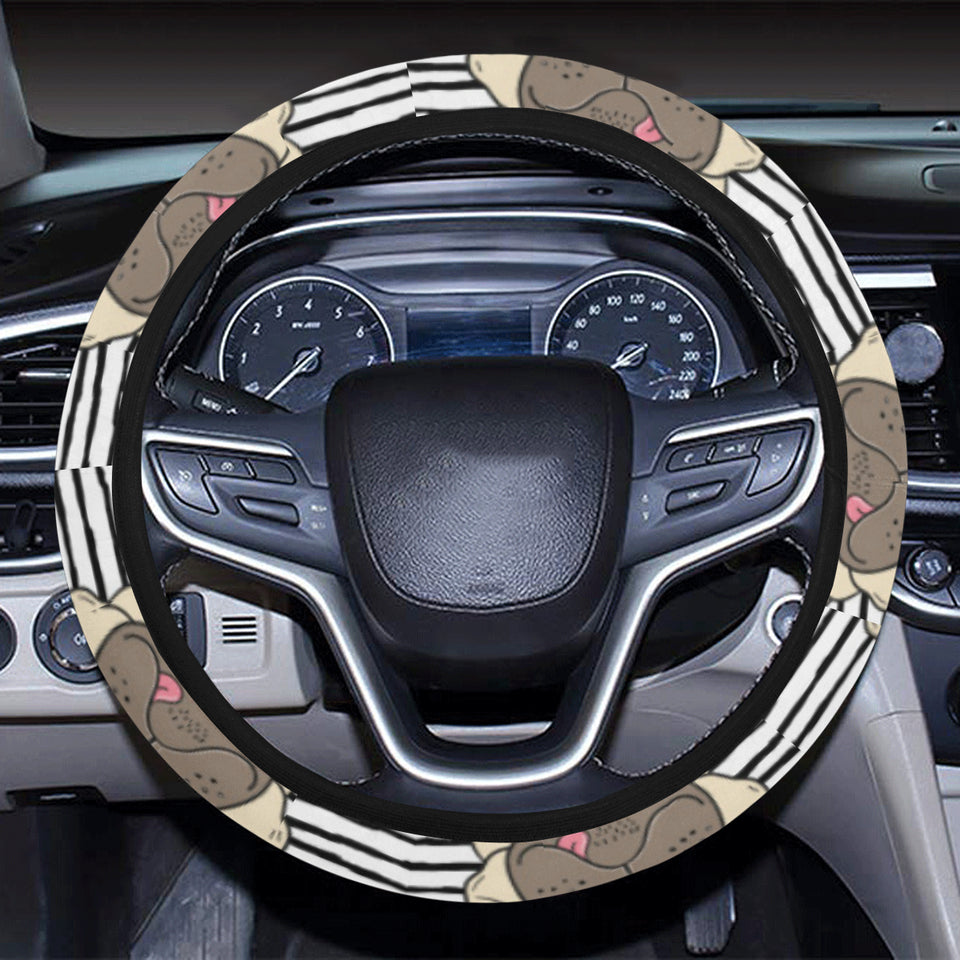 Happy pug pattern Car Steering Wheel Cover