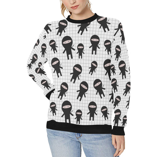 Ninja pattern plaid background Women's Crew Neck Sweatshirt