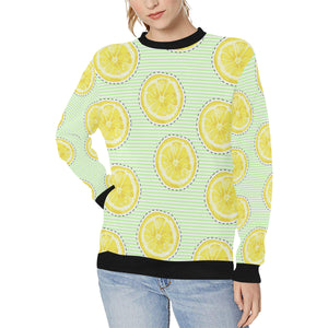 slice of lemon pattern Women's Crew Neck Sweatshirt