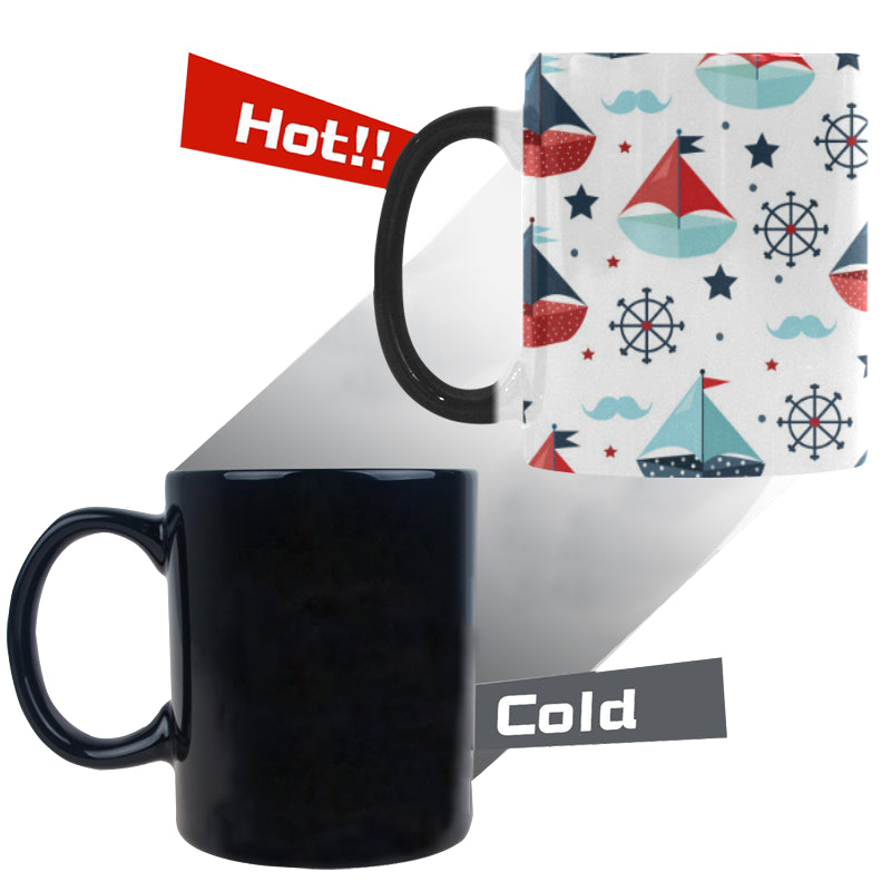 Cute color paper sailboat pattern Morphing Mug Heat Changing Mug
