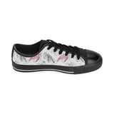 Watercolor sea turtle jellyfish pattern Men's Low Top Canvas Shoes Black