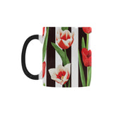red and white tulips pattern Morphing Mug Heat Changing Mug