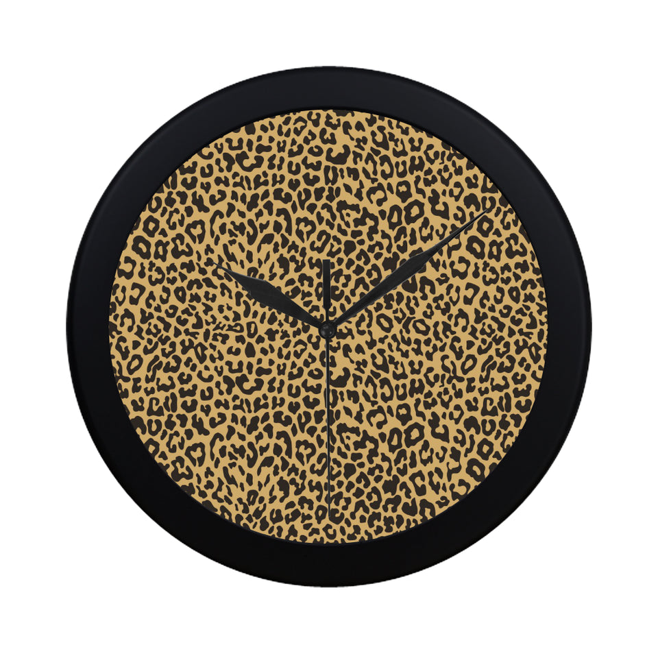Leopard skin print Elegant Black Wall Clock