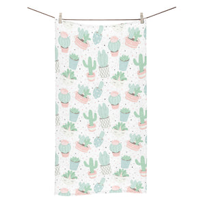 Pastel color cactus pattern Bath Towel