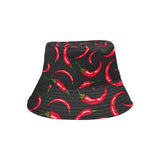 Chili peppers pattern black background Unisex Bucket Hat