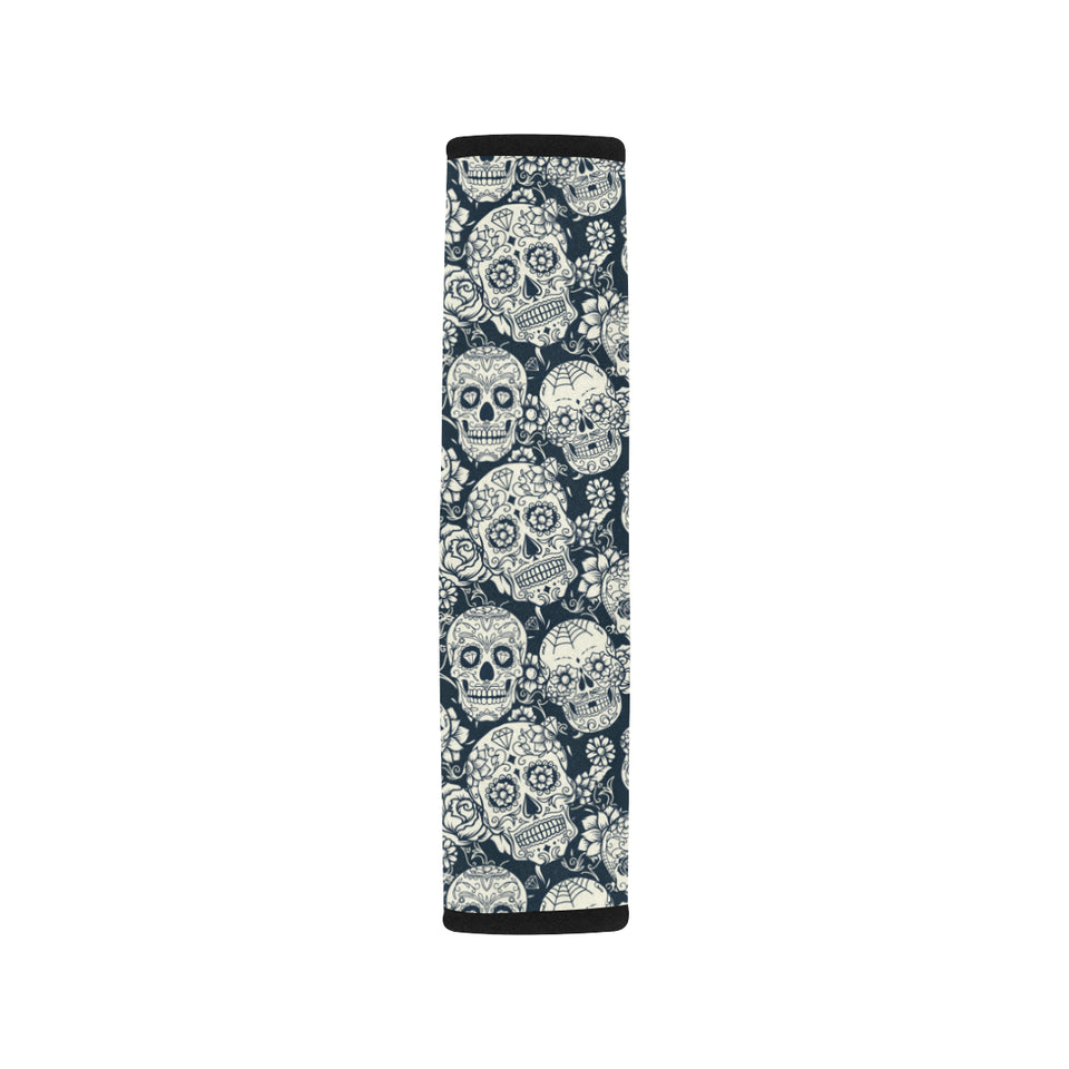 Sugar skull black white pattern Car Seat Belt Cover