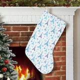 Blue Eiffel Tower Theme Pattern Print Design 01 Christmas Stocking