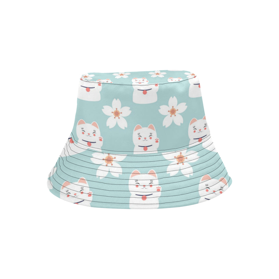 Maneki neko cat sakura Unisex Bucket Hat