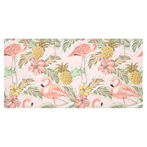Pink flamingo birds pineapples hibiscus flower pat Tablecloth