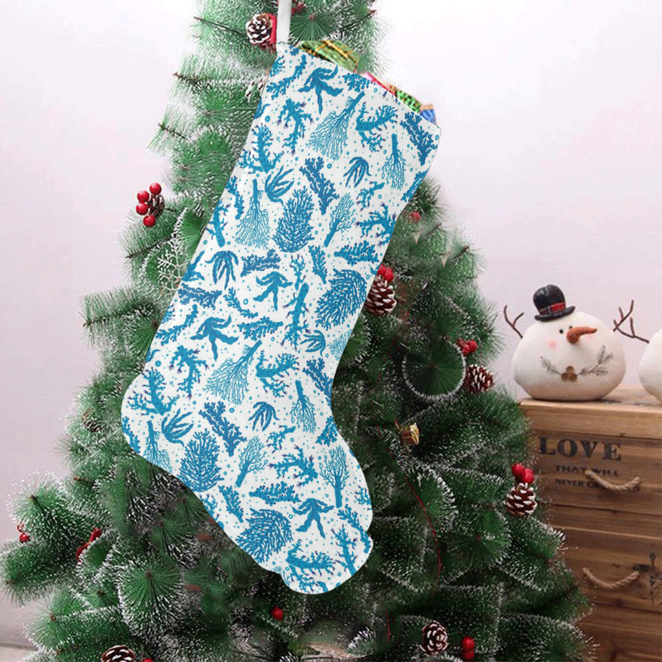 Coral Reef Pattern Print Design 01 Christmas Stocking