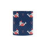 Cute sea lion seal christmas hat candy cane heart Morphing Mug Heat Changing Mug