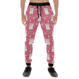 Maneki neko cat sakura pink background Unisex Casual Sweatpants