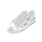 cute rhino heart pattern Men's Low Top Shoes White