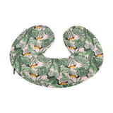 Toucan tropical green jungle palm pattern U-Shaped Travel Neck Pillow