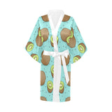 Kiwi blue background Women's Short Kimono Robe