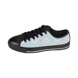 White cute pomeranian pattern Men's Low Top Canvas Shoes Black