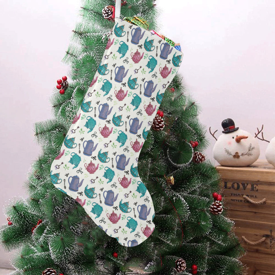 Tea pots Pattern Print Design 05 Christmas Stocking