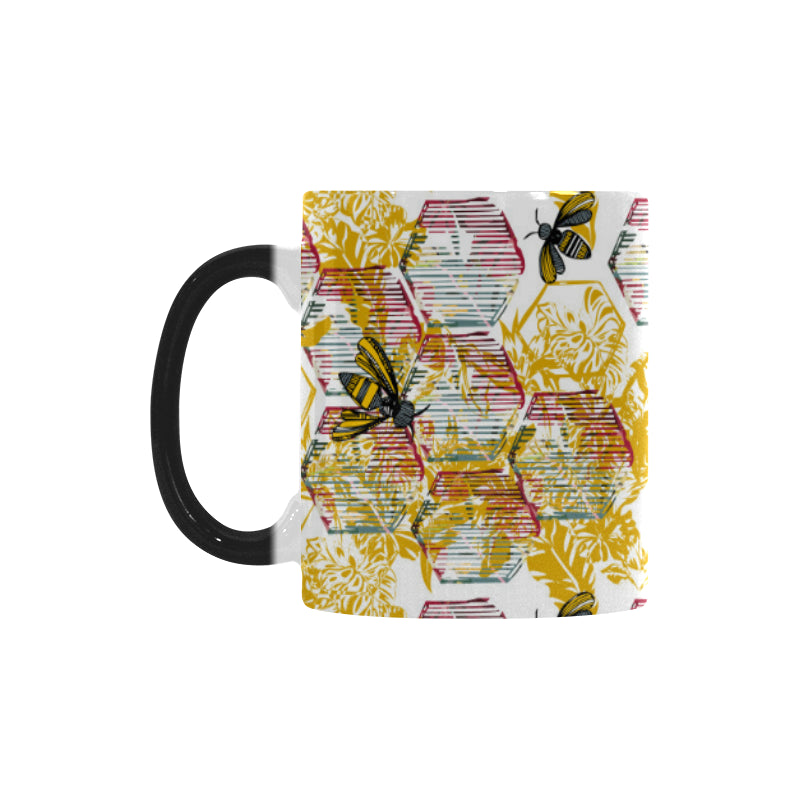 Cool Bee honeycomb leaves pattern Morphing Mug Heat Changing Mug