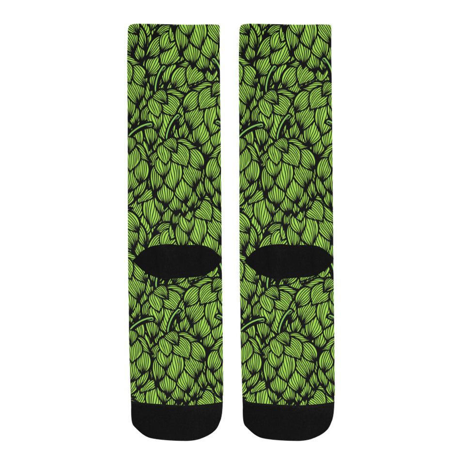 Green hop pattern Crew Socks