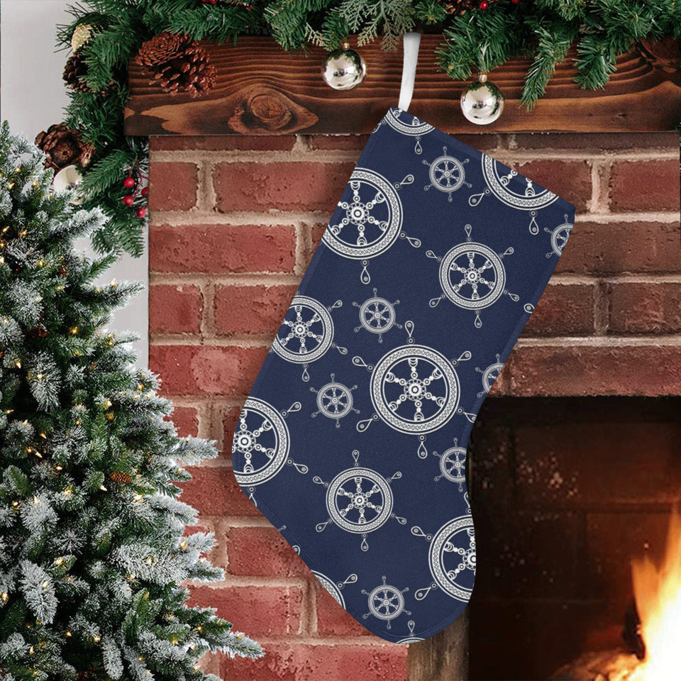 nautical steering wheel design pattern Christmas Stocking