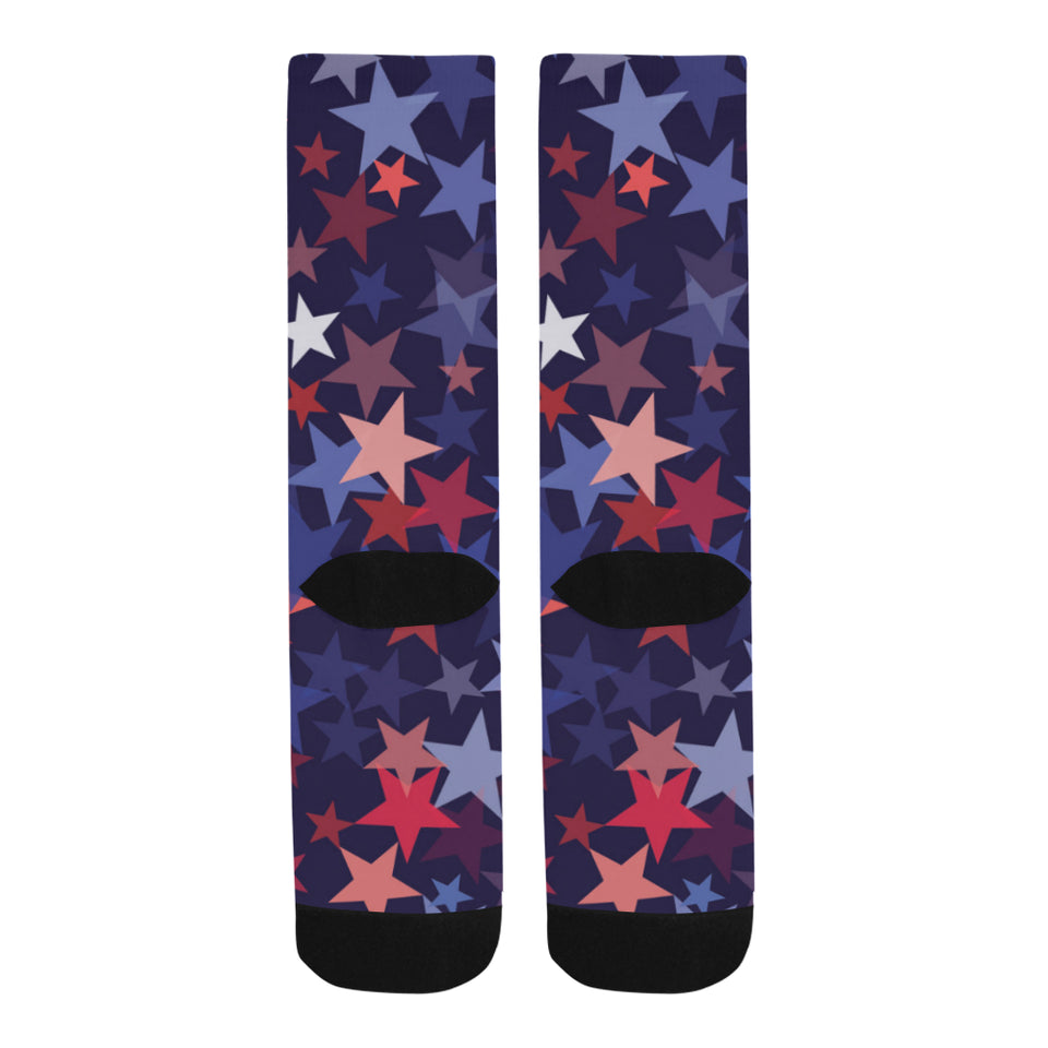 Red blue star pattern Crew Socks