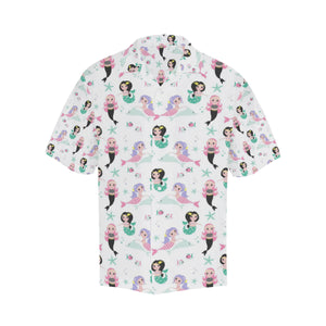 cute mermaid dolphin fish starfish pattern Men's All Over Print Hawaiian Shirt