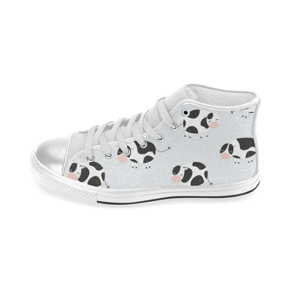 Cute cows pattern Women's High Top Canvas Shoes White