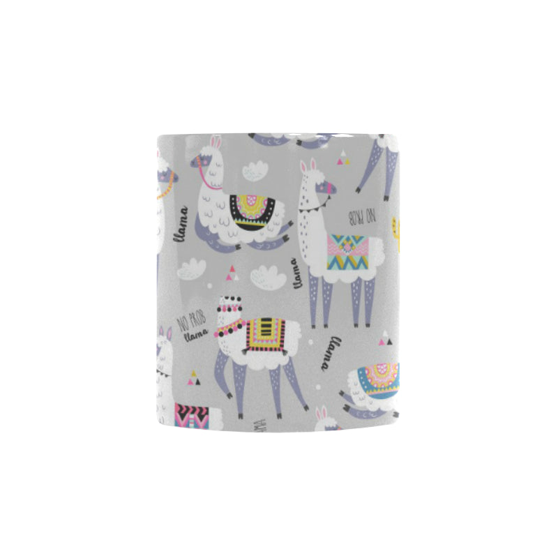 Cute Llama Alpaca pattern Morphing Mug Heat Changing Mug