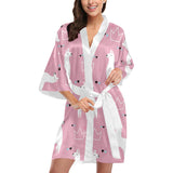 Llama Alpaca pink background Women's Short Kimono Robe