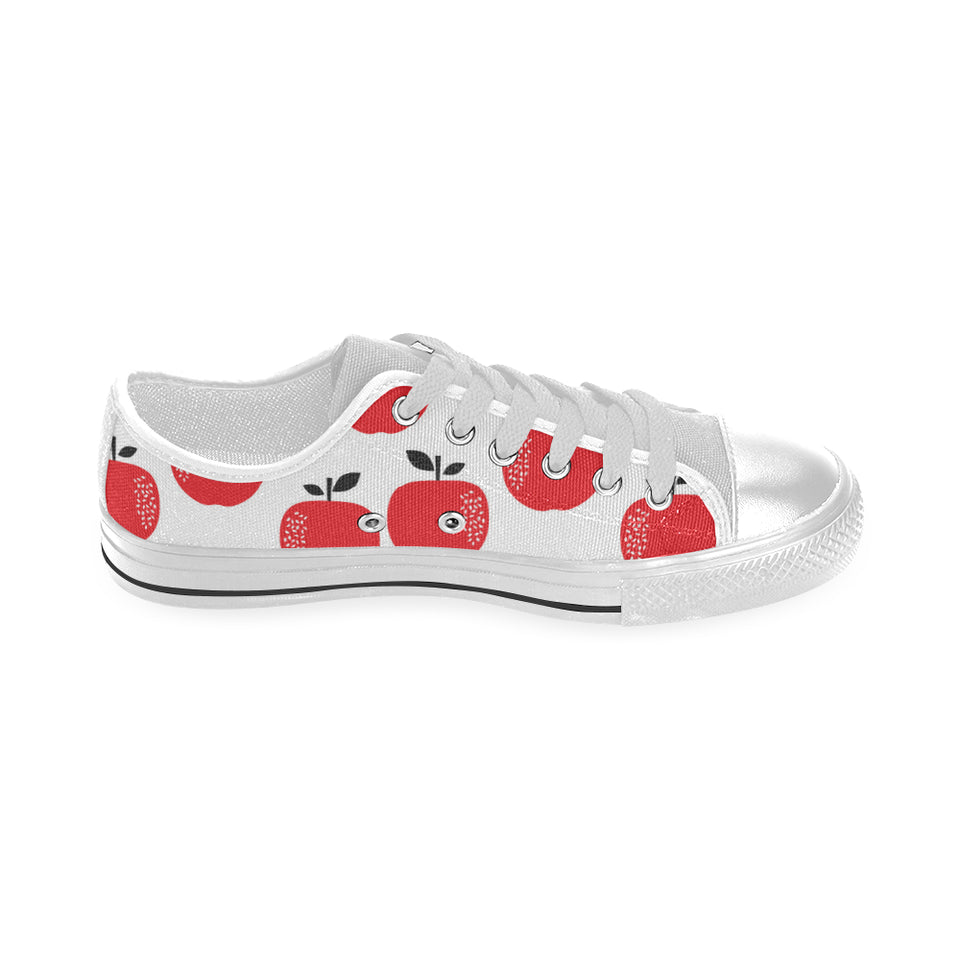 red apples white background Men's Low Top Shoes White