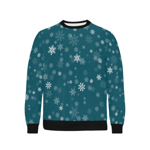 Snowflake pattern dark background Men's Crew Neck Sweatshirt