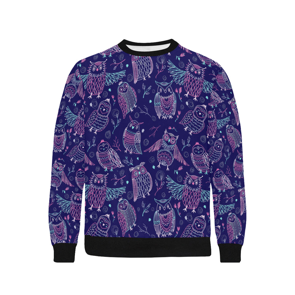 Cute owls pattern boho style ornament Men's Crew Neck Sweatshirt