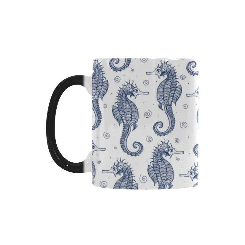 Seahorse pattern background Morphing Mug Heat Changing Mug