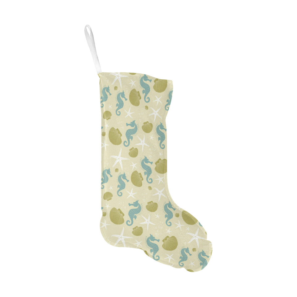 Seahorse shell starfish pattern background Christmas Stocking