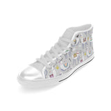 Cute Llama Alpaca pattern Men's High Top Canvas Shoes White