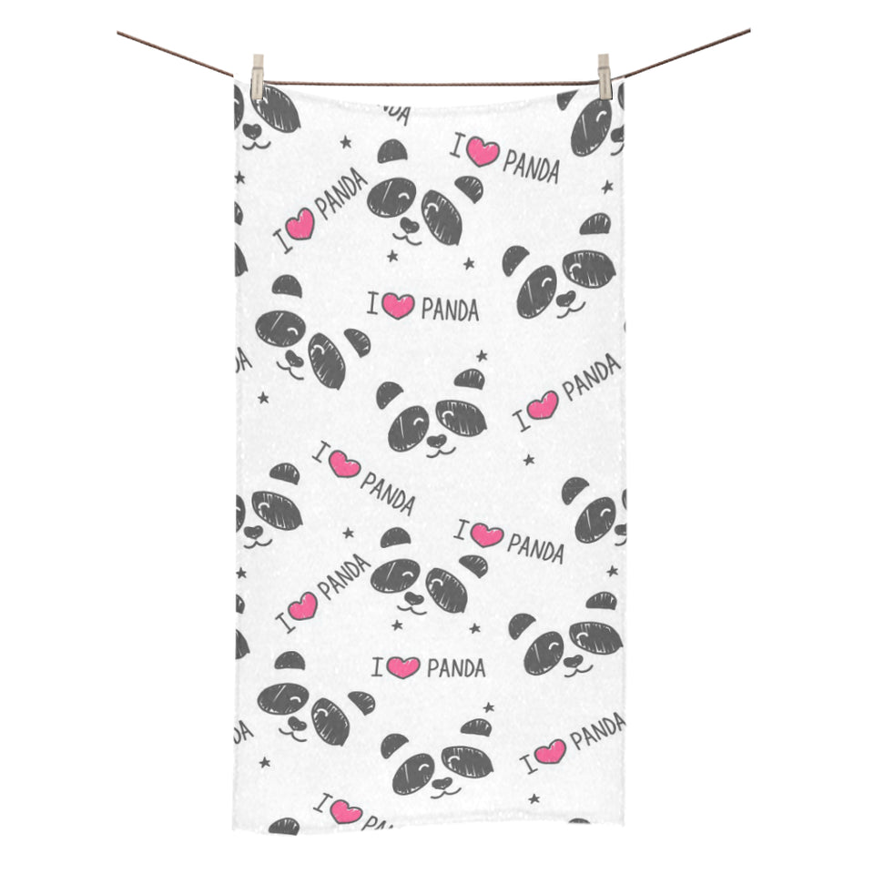 Hand Drawn faces of pandas pattern Bath Towel