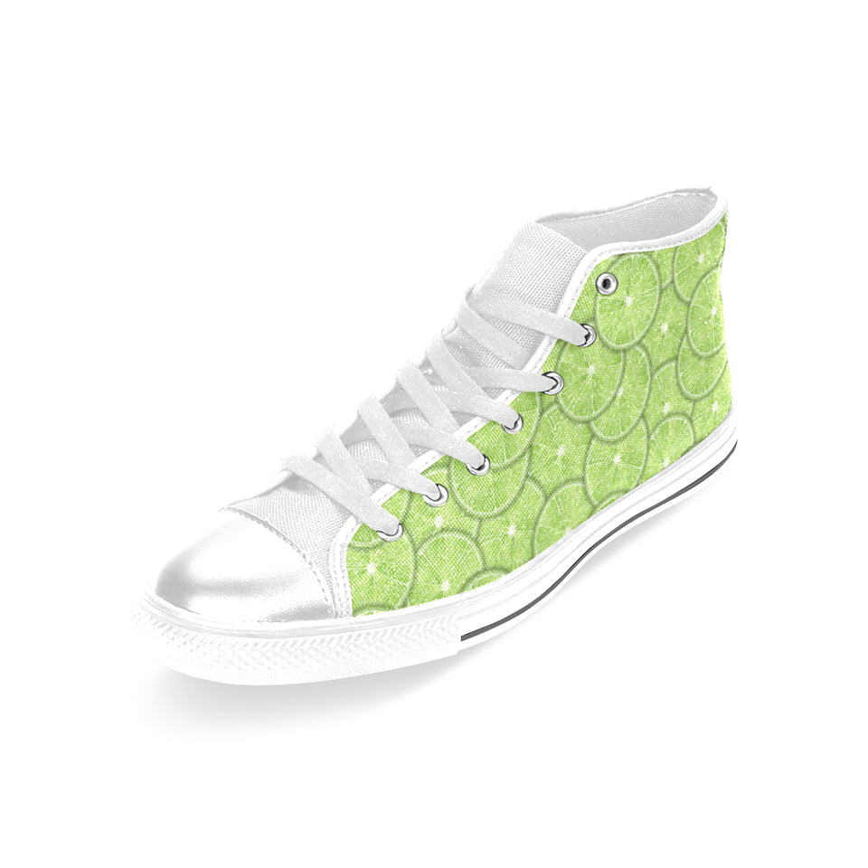 Slices of Lime pattern Women's High Top Canvas Shoes White